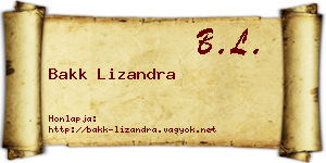 Bakk Lizandra névjegykártya